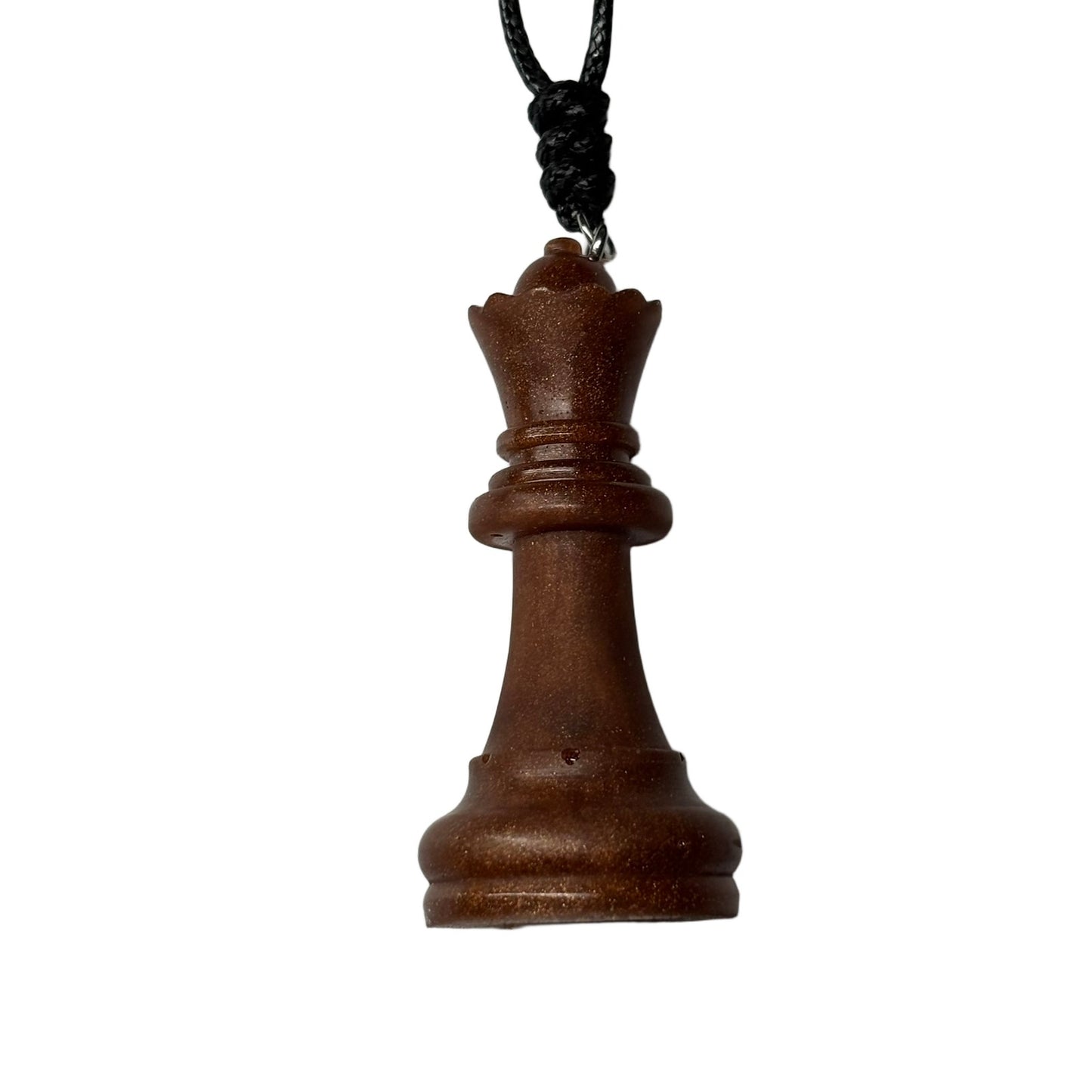 Bronze Brown Queen - Handmade Resin Chess Necklace