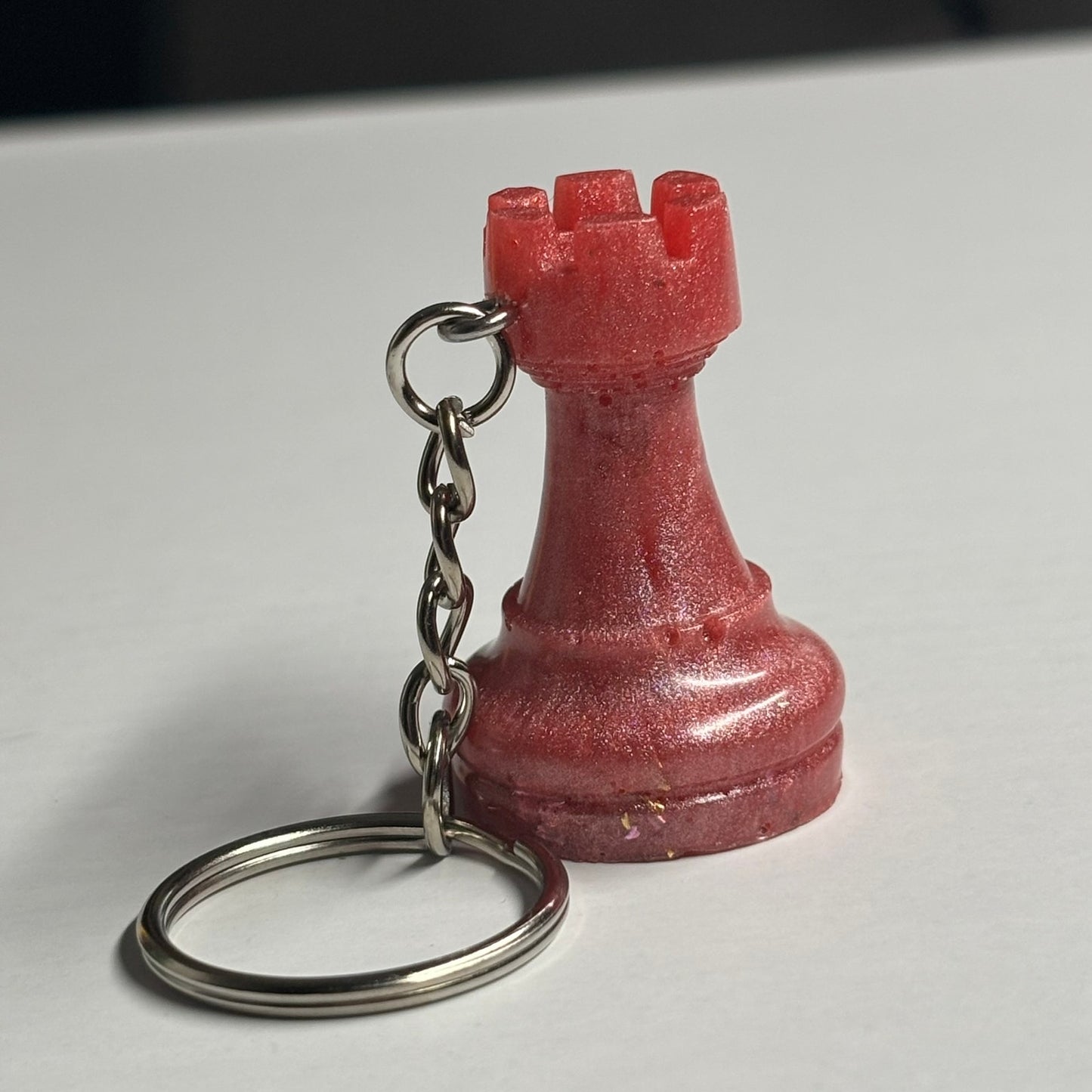 Red Sparkle Rook - Handmade Resin Keychain