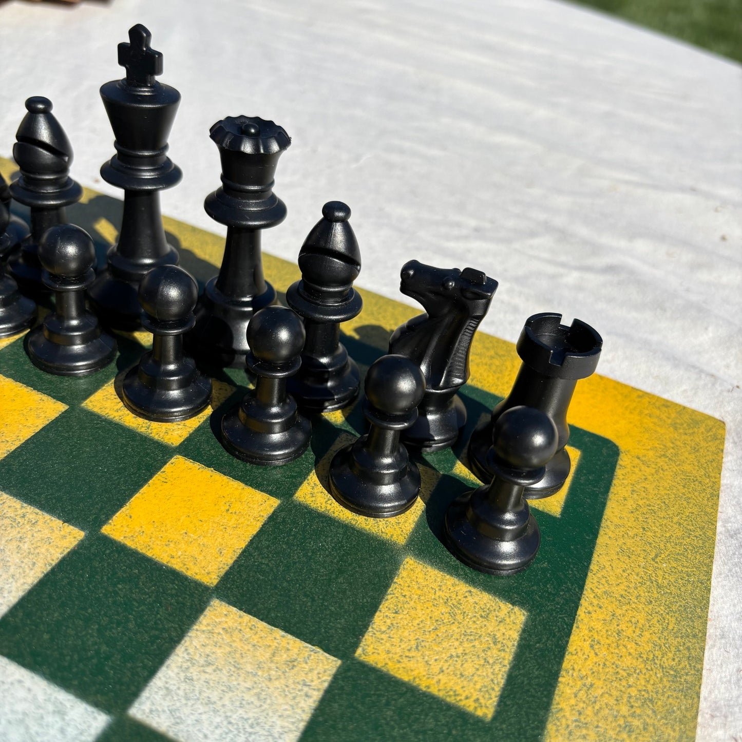 Green & Yellow - Painted Chess Set