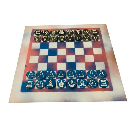 Peach Blue Mix - Painted Chess Set