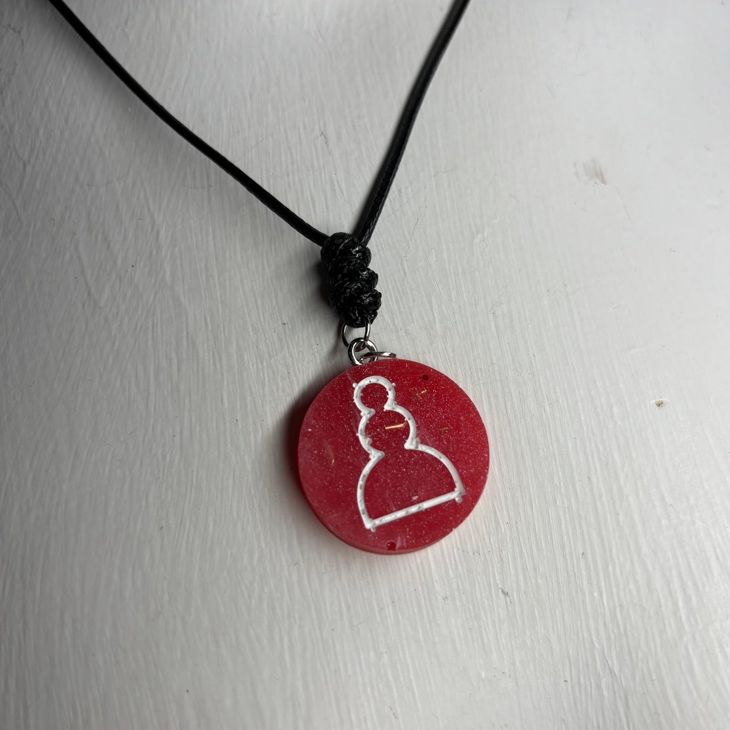 Red Pawn - Handmade Resin Chess Necklace