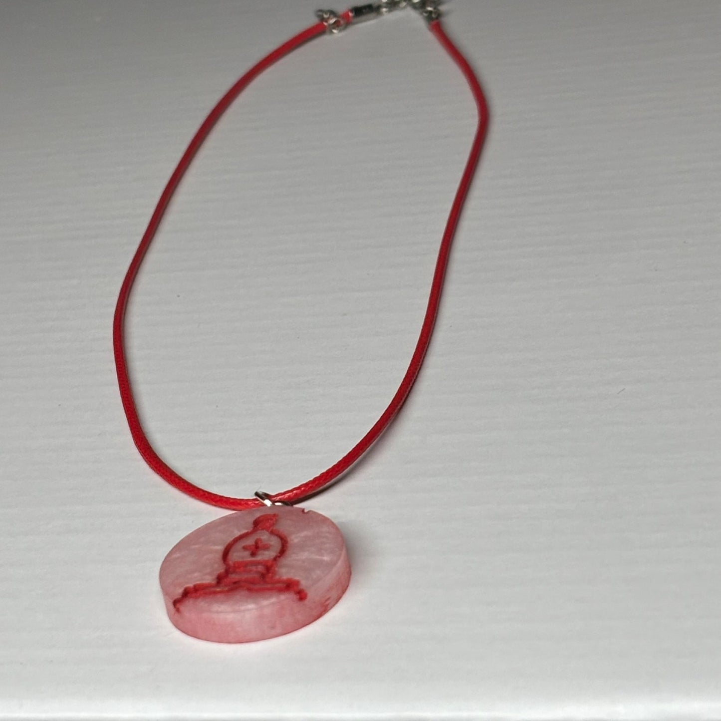 Red Print Bishop - Handmade Resin Chess Necklace