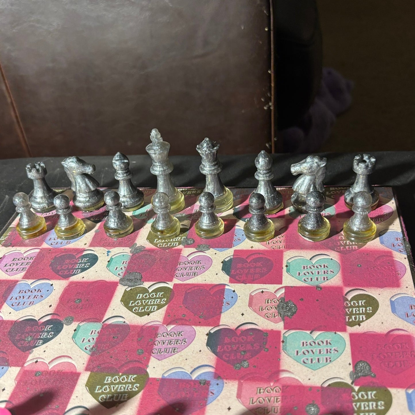 Pink Hearts - Scrapbook Chess Set