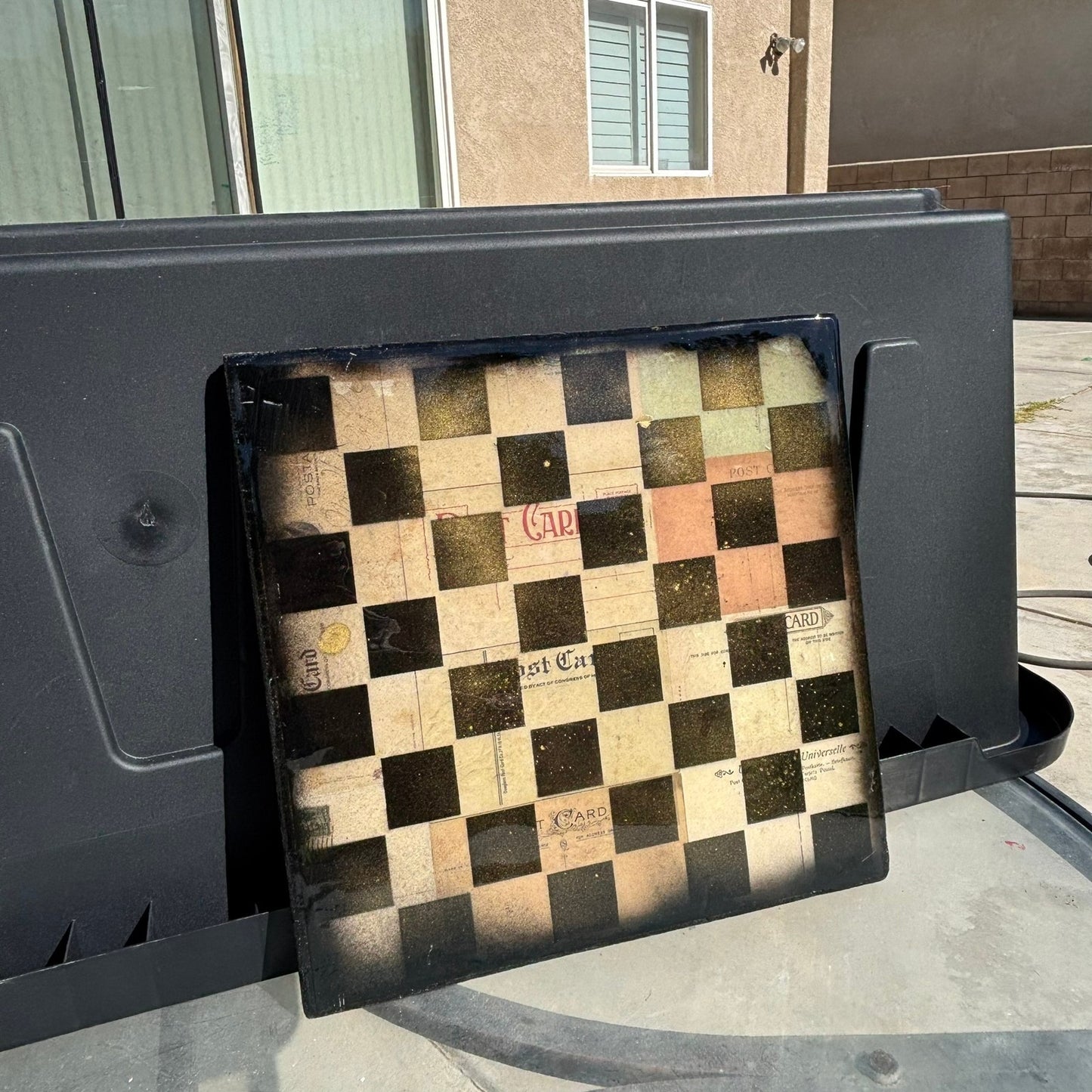 Vintage Collage - Resin Coated Chess Board