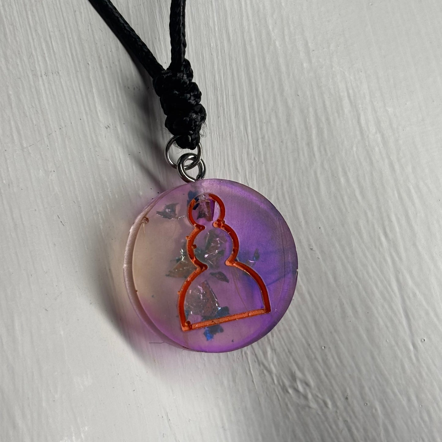 Cosmic Purple Pawn - Handmade Resin Chess Necklace