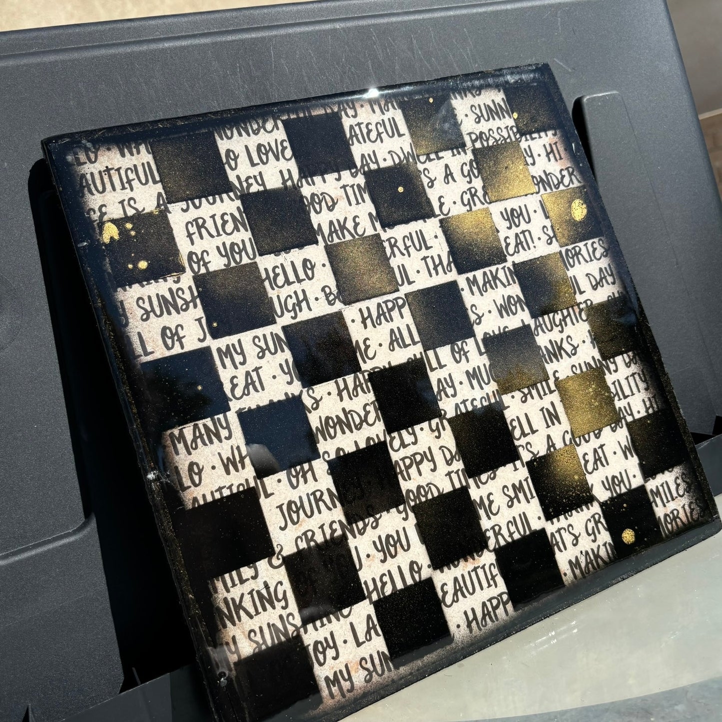 Grateful Words - Resin Coated Chess Board