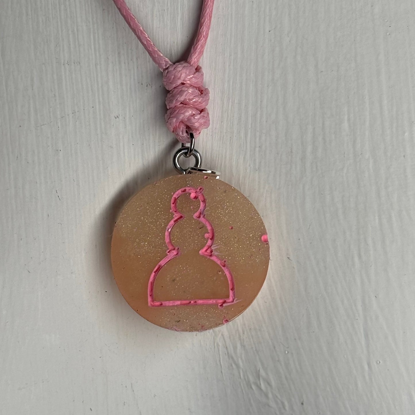 Sunset Pink Pawn - Handmade Resin Chess Necklace