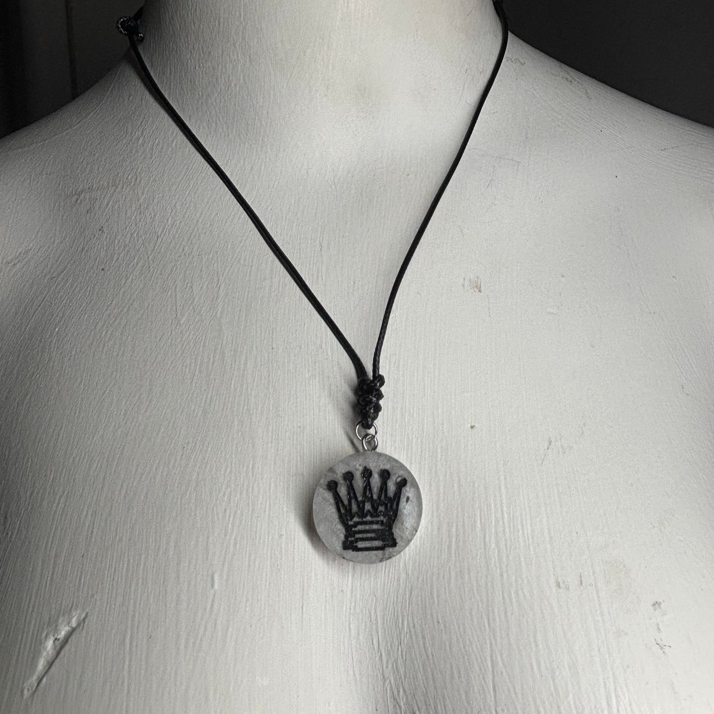 Silver Queen - Handmade Resin Chess Necklace