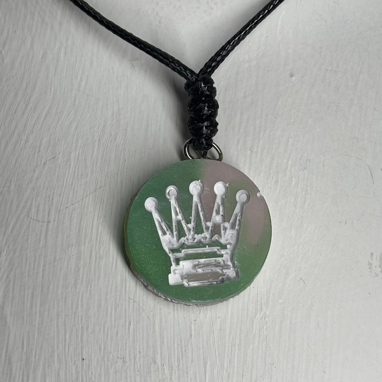 Simple Green Queen - Handmade Resin Chess Necklace