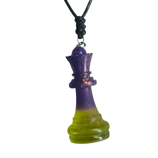 Starlight Purple Crystal Queen - Handmade Resin Chess Necklace