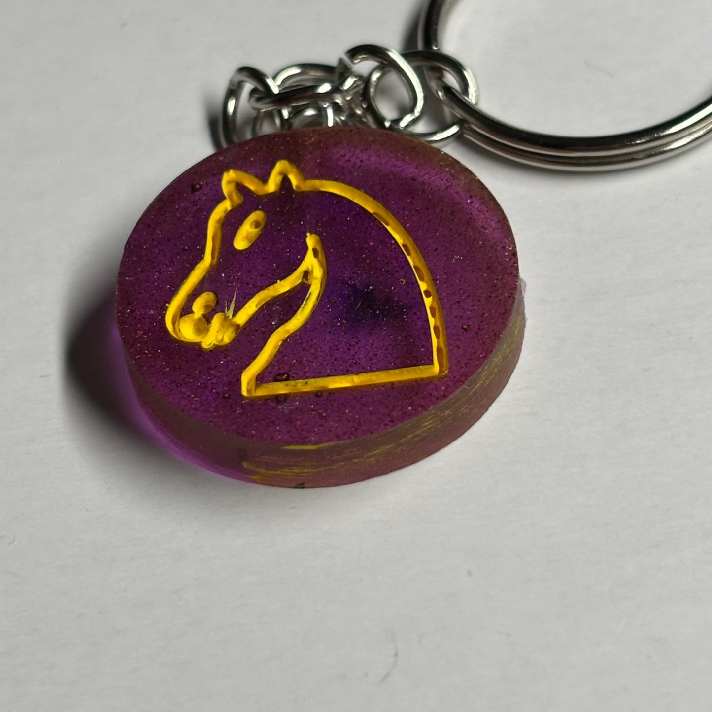 Purple Yellow Knight - Handmade Resin Keychain