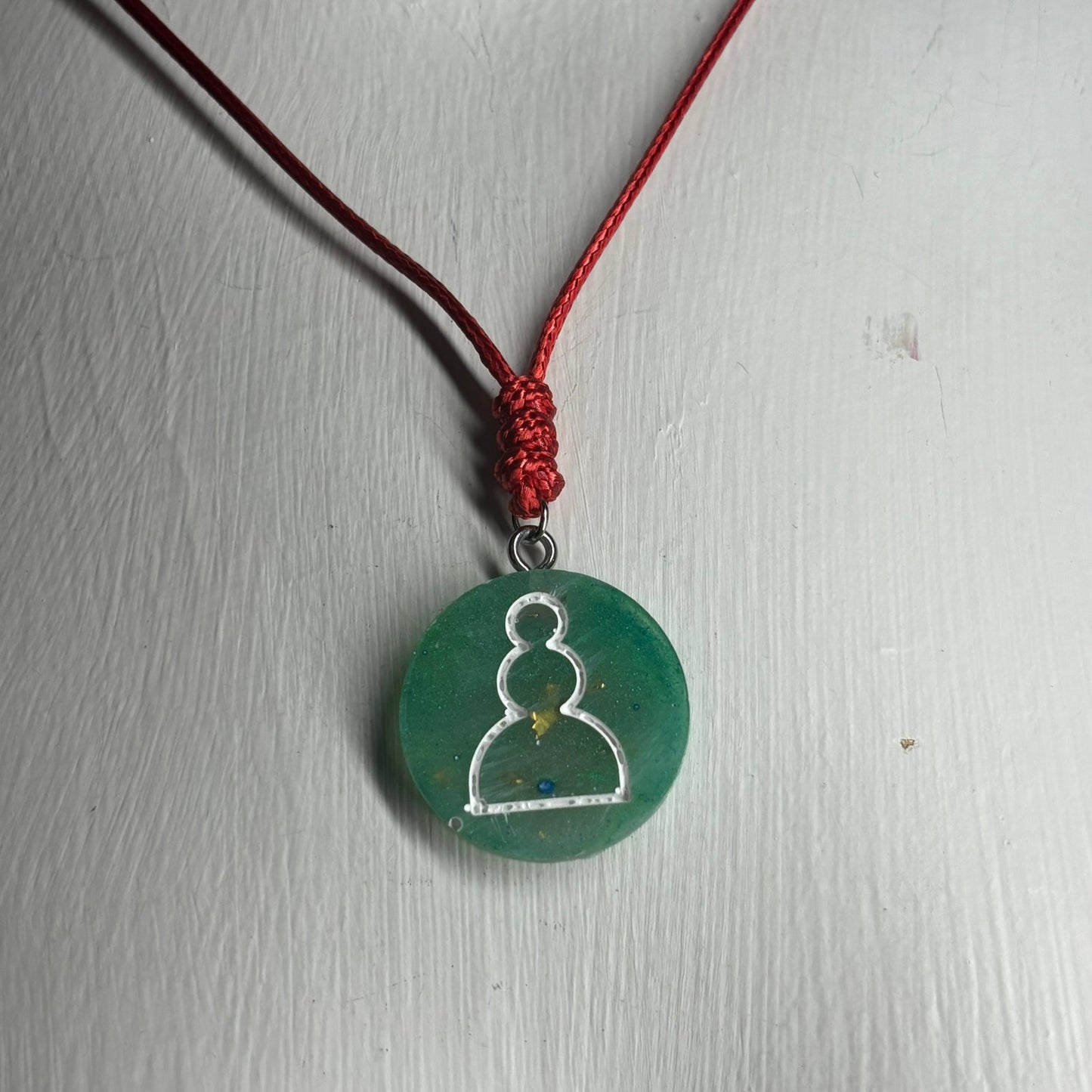 Simple Green Pawn - Handmade Resin Chess Necklace