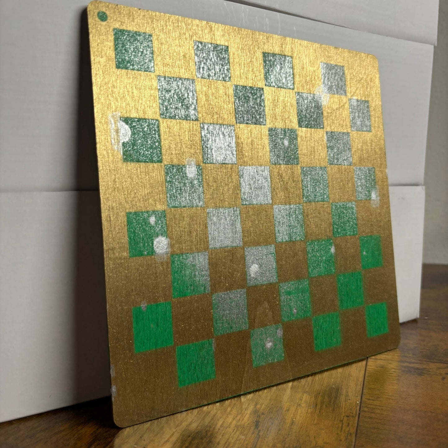 Golden Green Forest - Painted Thin Wooden Chess Board