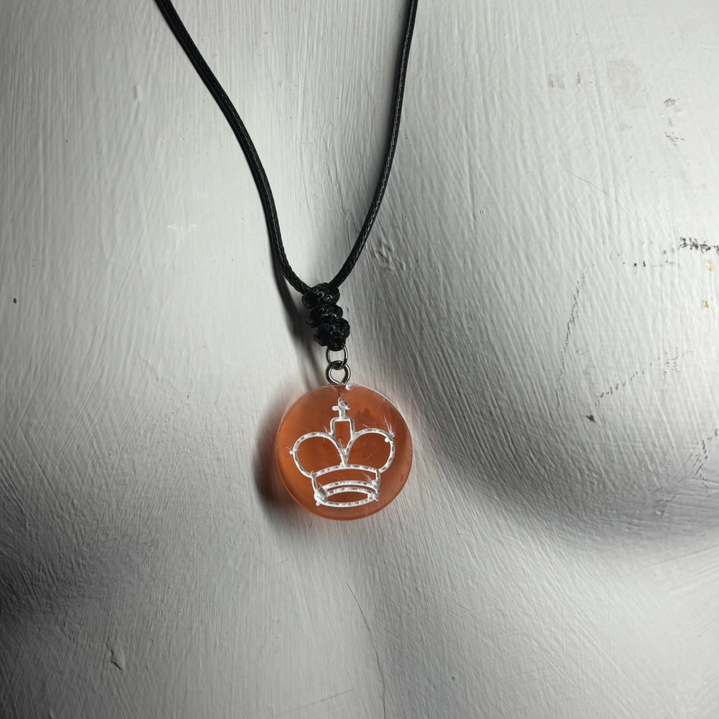 Orange King - Handmade Resin Chess Necklace
