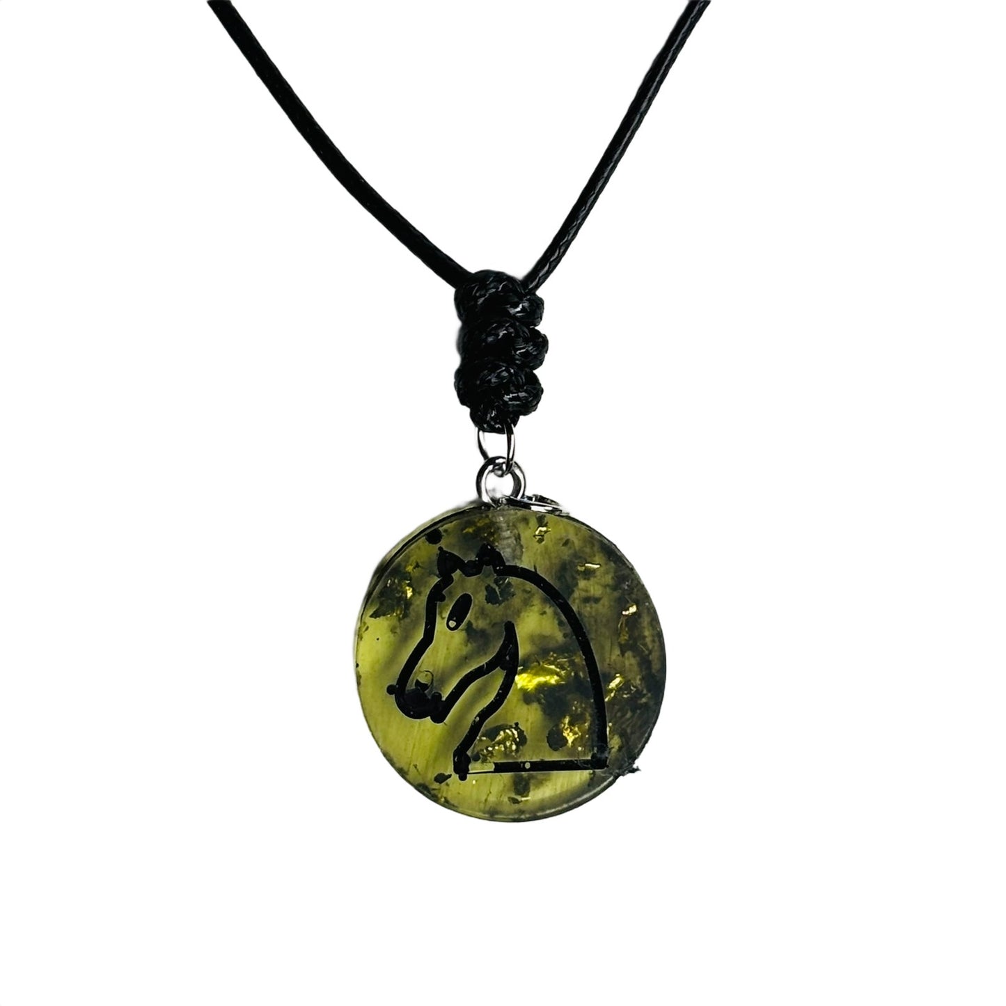 Translucent Green Knight - Handmade Resin Chess Necklace