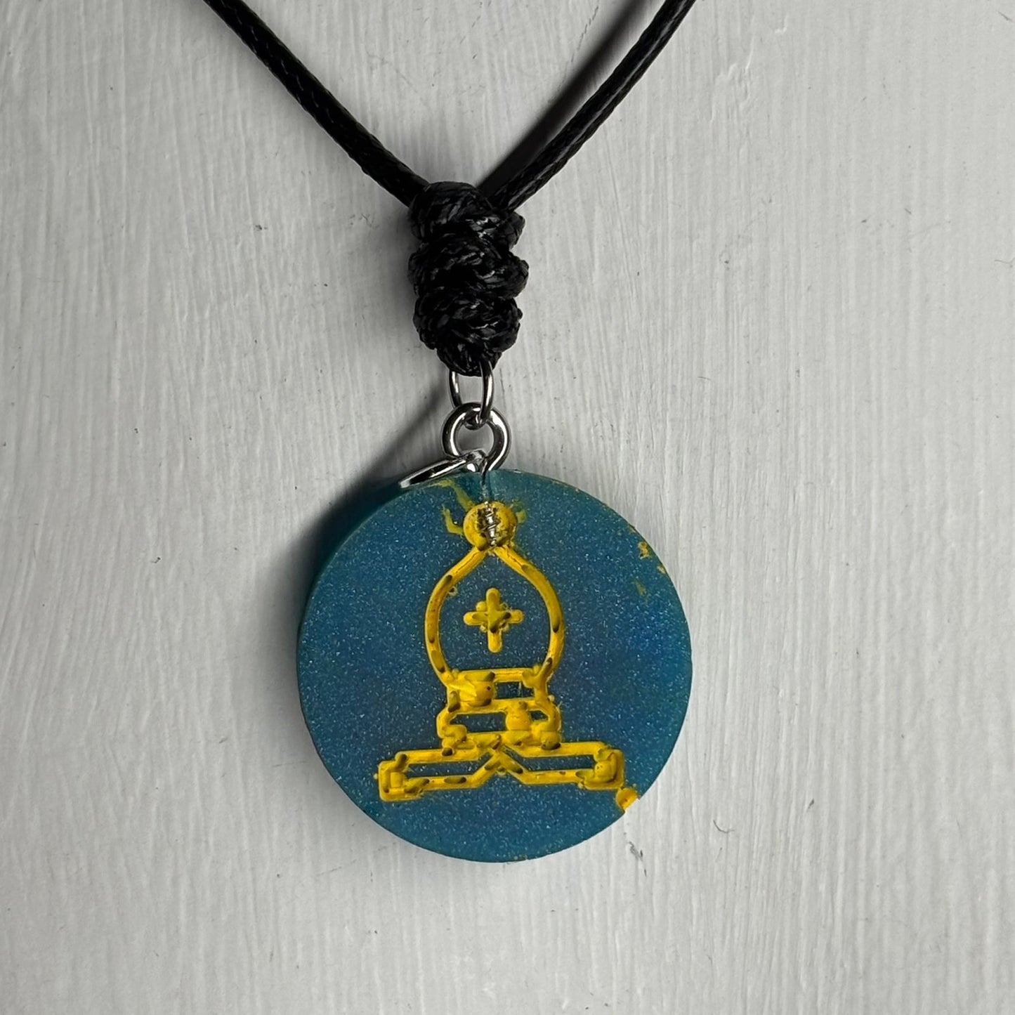 Blue Bishop - Handmade Resin Chess Necklace