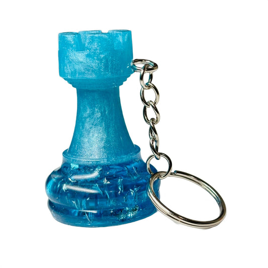 The Ice Blue Rook - Handmade Resin Keychain - Large Edition