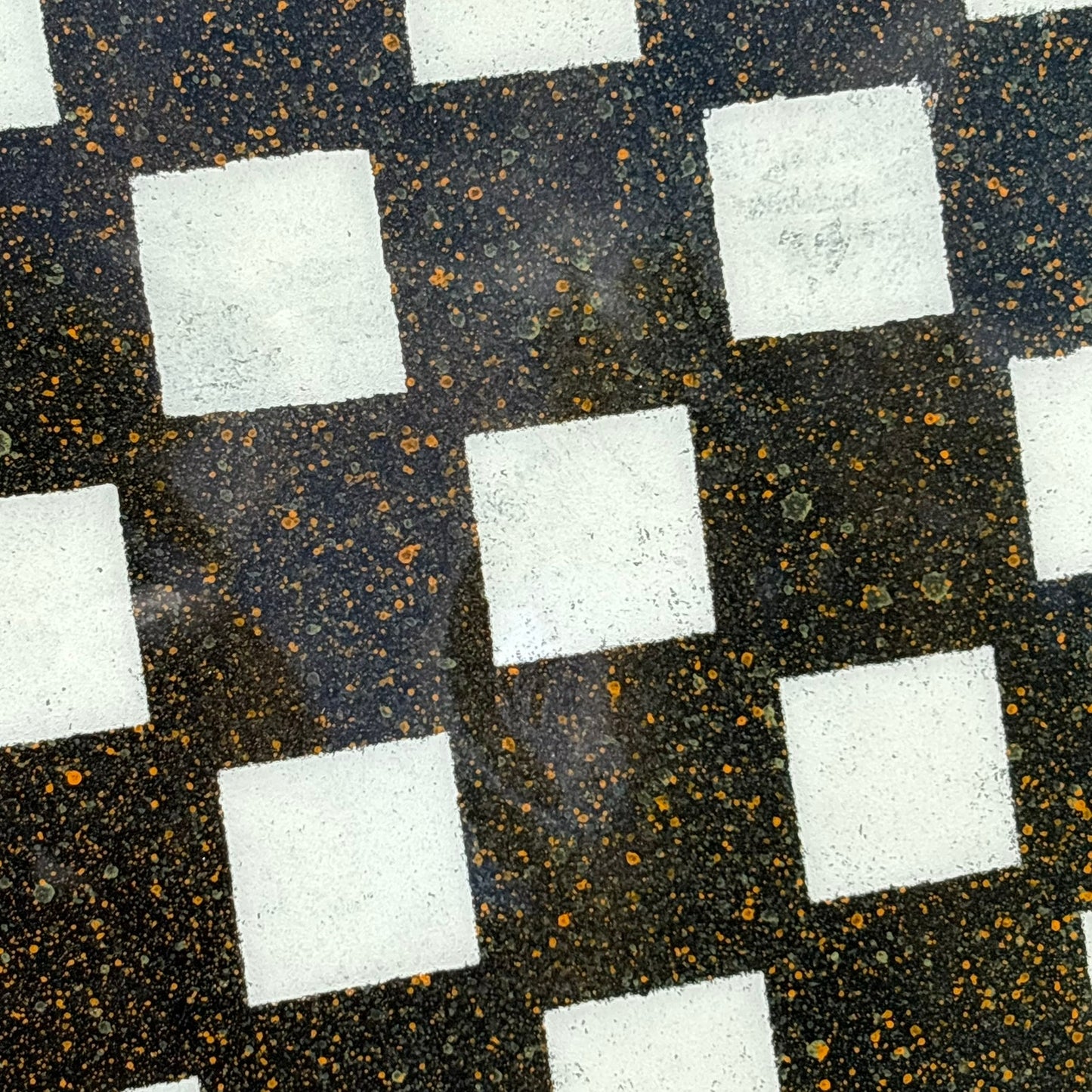 Black Orange Speckled - Resin Coated Chess Board
