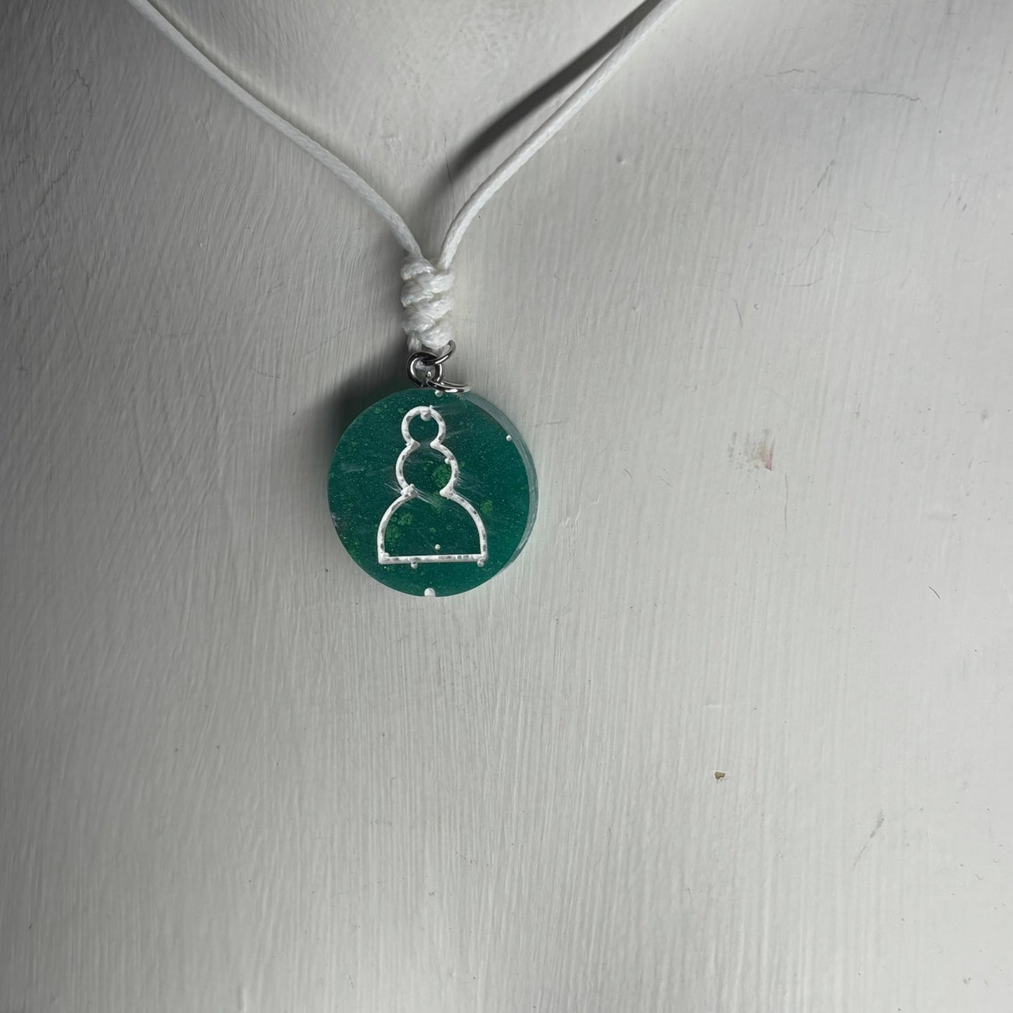 Emerald Green Pawn - Handmade Resin Chess Necklace