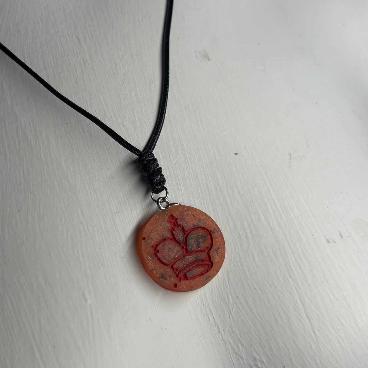 Orange Fire King - Handmade Resin Chess Necklace