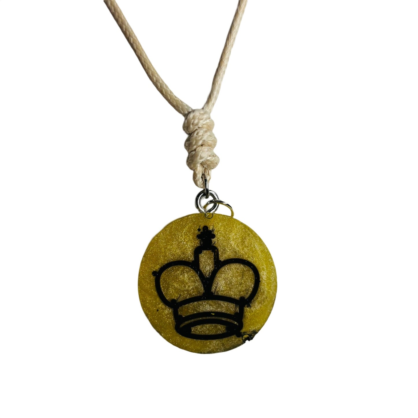 Cream Green King - Handmade Resin Chess Necklace
