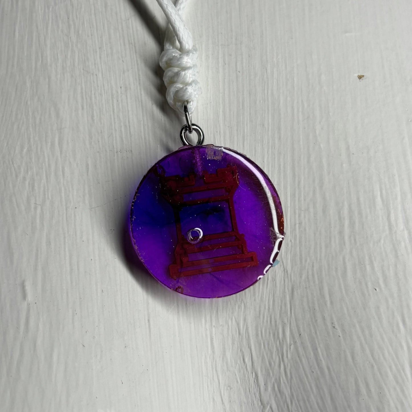 Halloween Purple Rook - Handmade Resin Chess Necklace