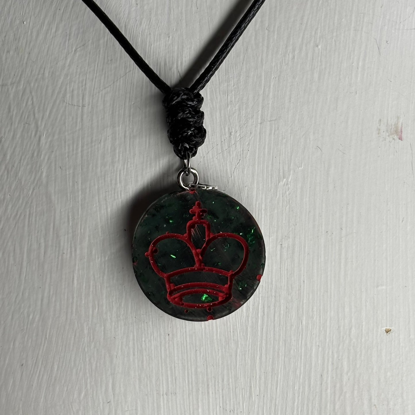 Forest Green King - Handmade Resin Chess Necklace