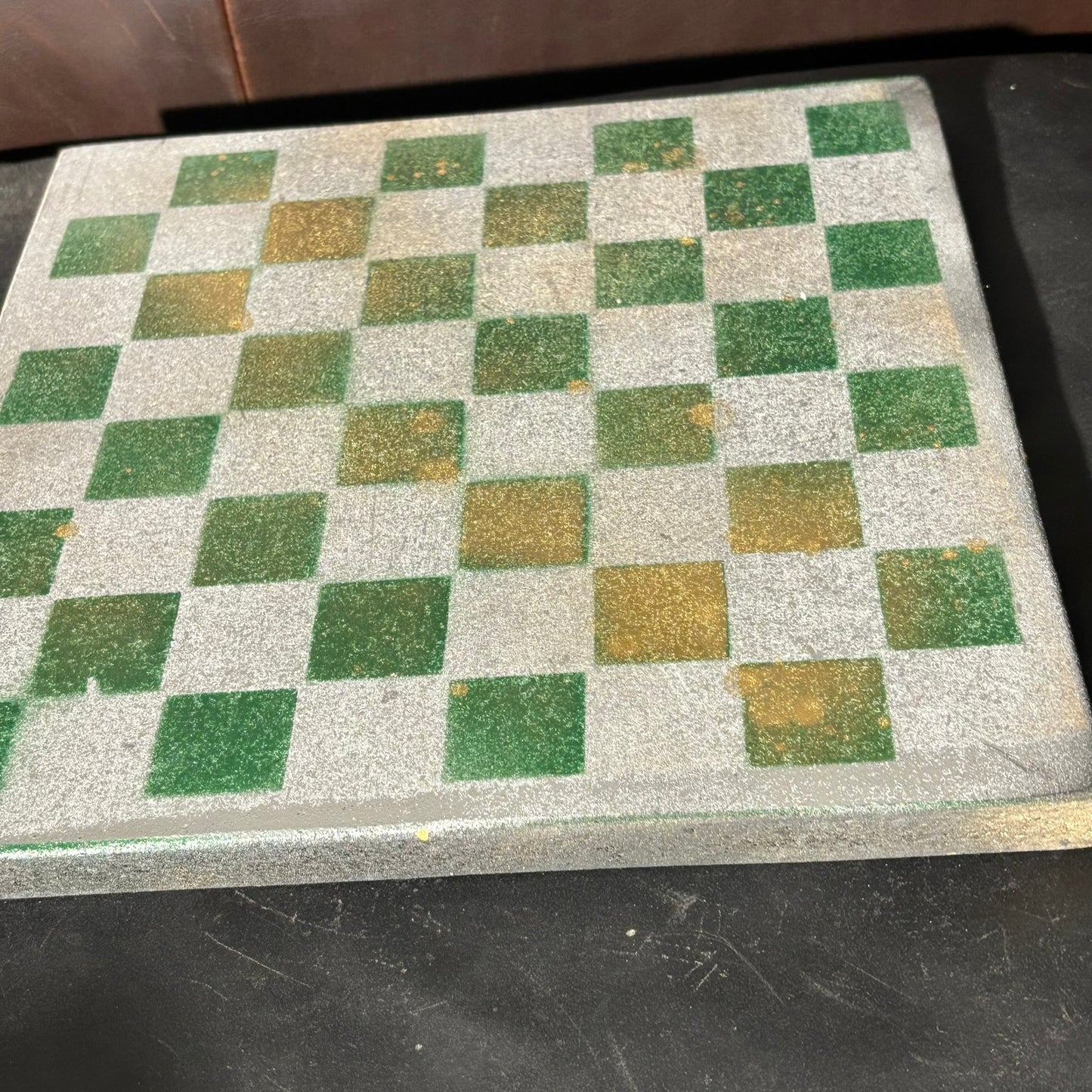 Green & Gray Golden Fade - Painted Chess Board