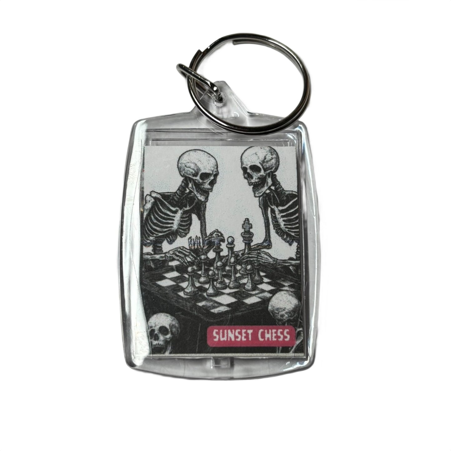 Bones At Play - Sunset Chess Photo Keychain