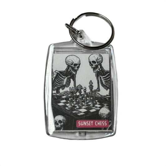 Bones At Play - Sunset Chess Photo Keychain