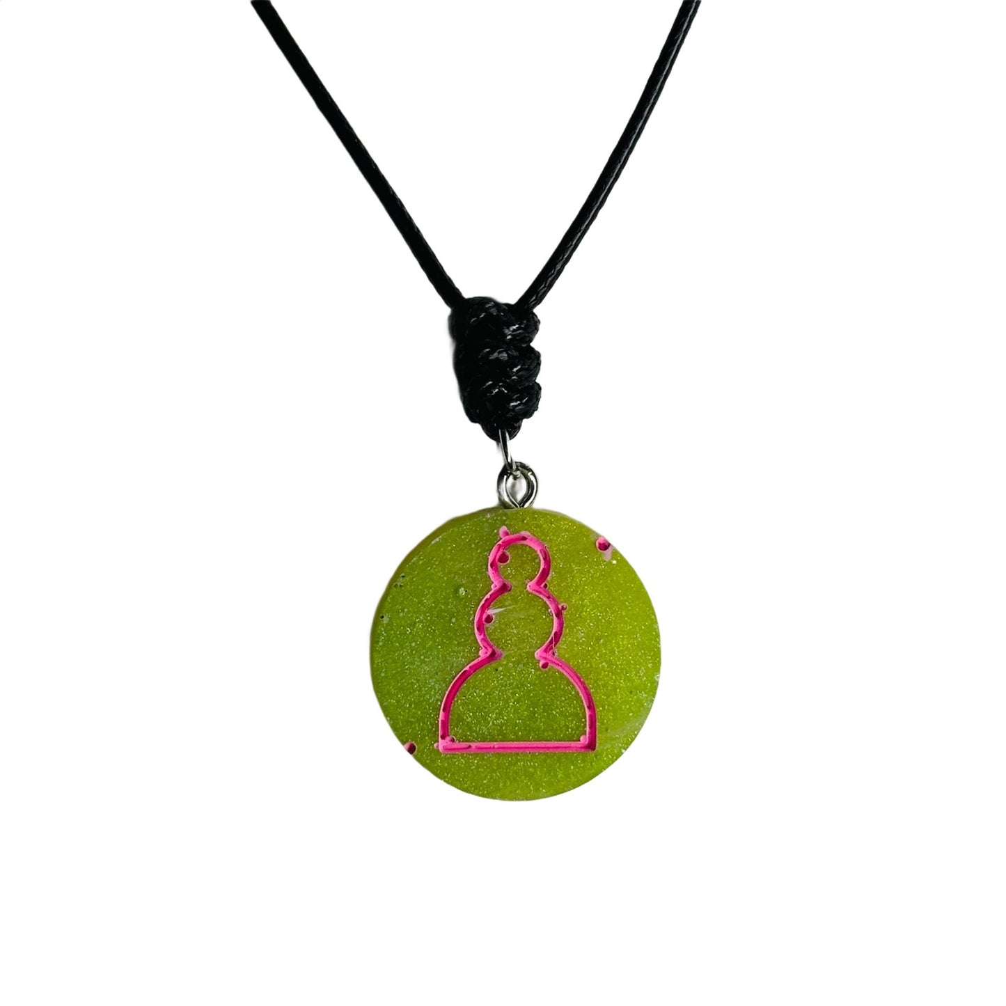 Green Neon Pawn - Handmade Resin Chess Necklace