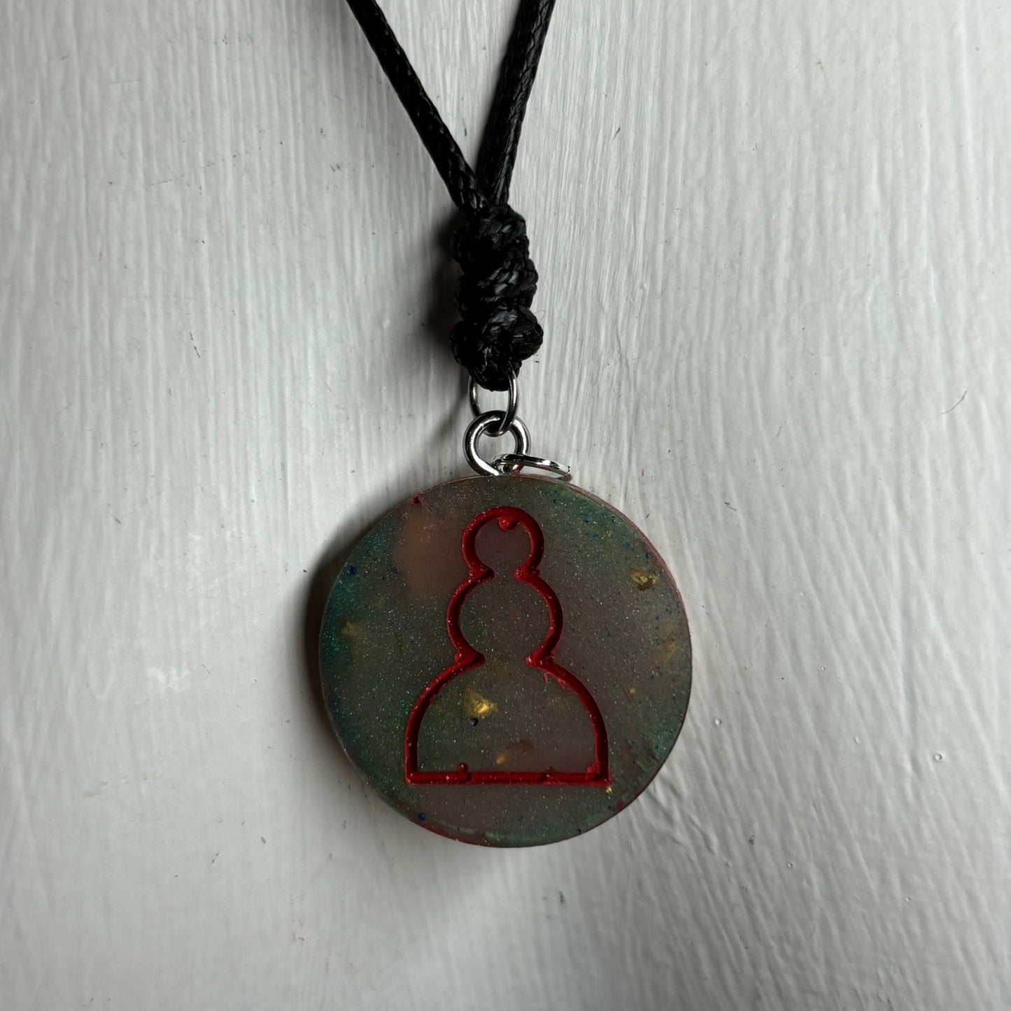 Mushed Gray Pawn - Handmade Resin Chess Necklace