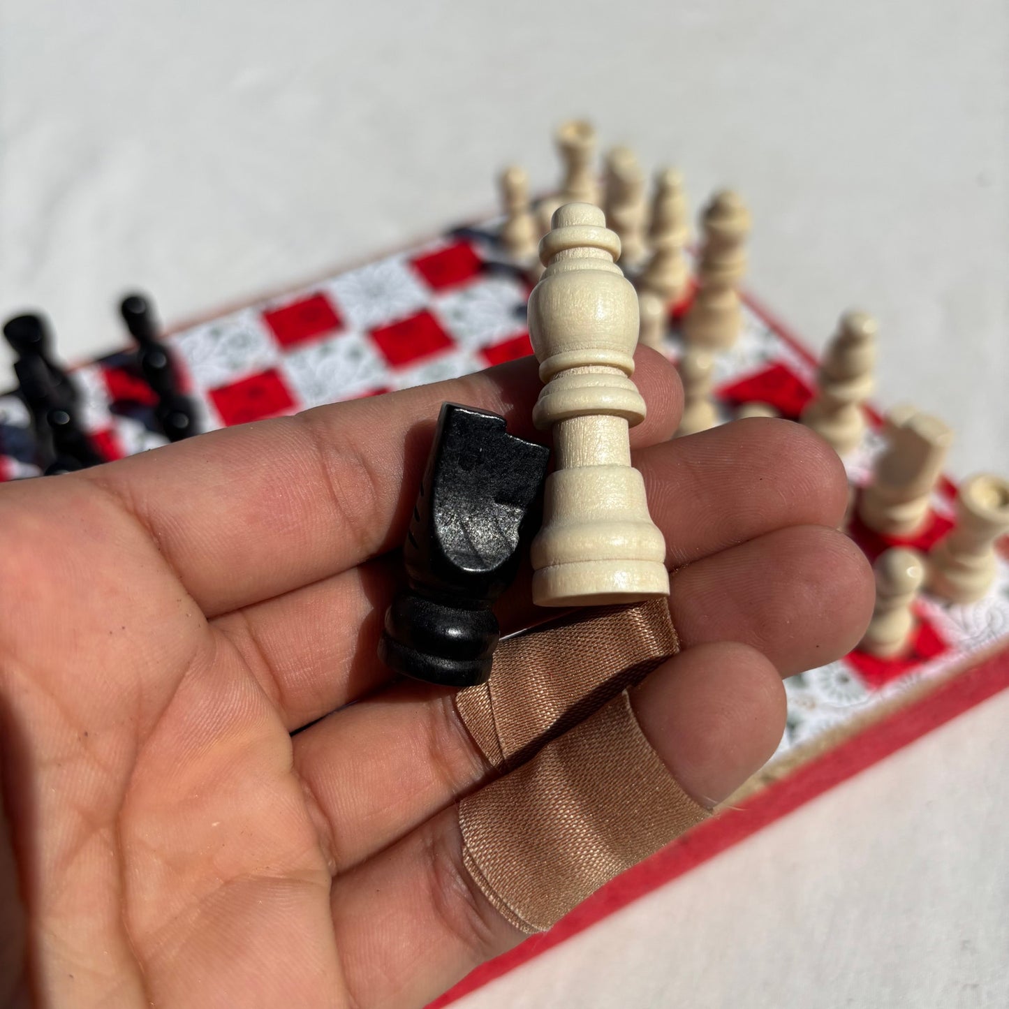 Vintage Red & White - Scrapbook Chess Set