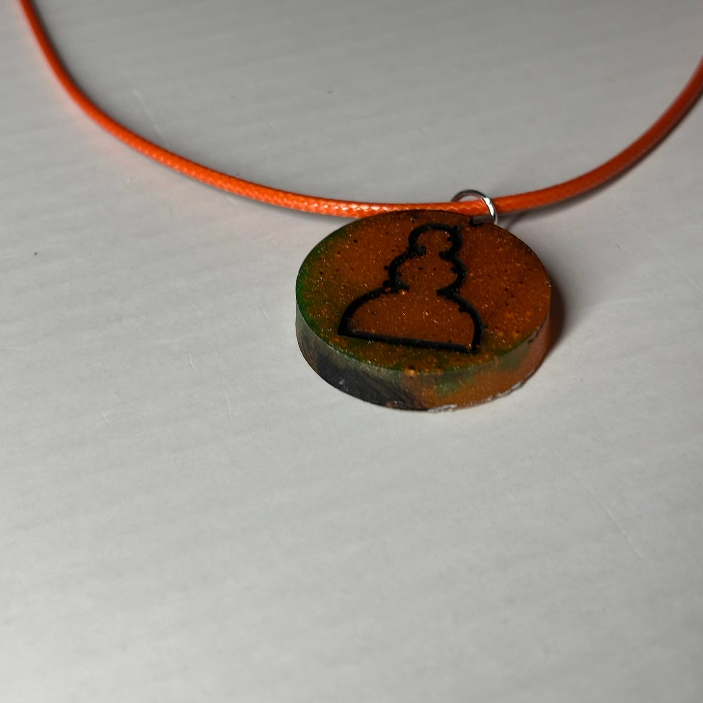 Orange Pawn - Handmade Resin Chess Necklace
