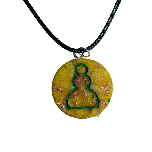 Crystal Yellow Pawn - Handmade Resin Chess Necklace