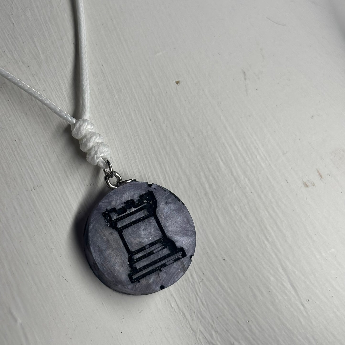 Dark Purple Rook - Handmade Resin Chess Necklace