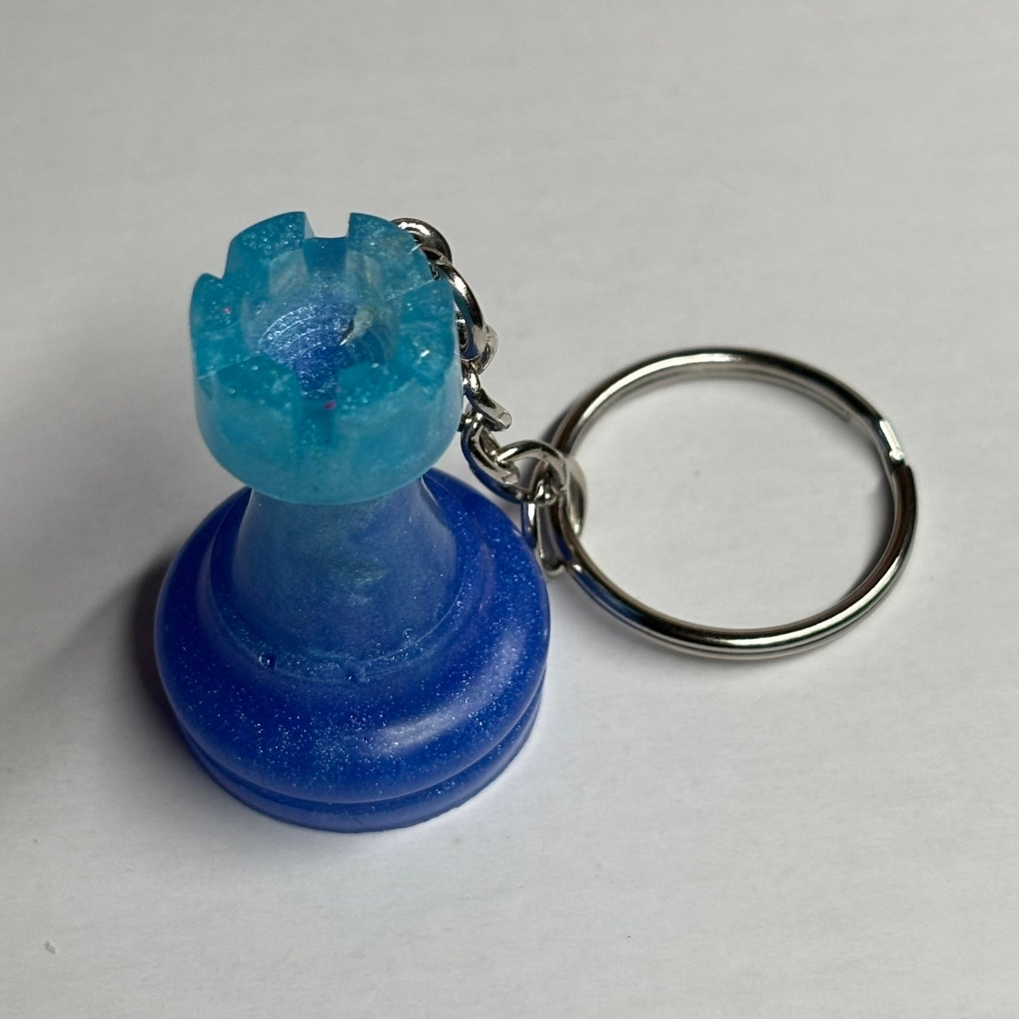 Blue Iced Rook - Handmade Resin Keychain