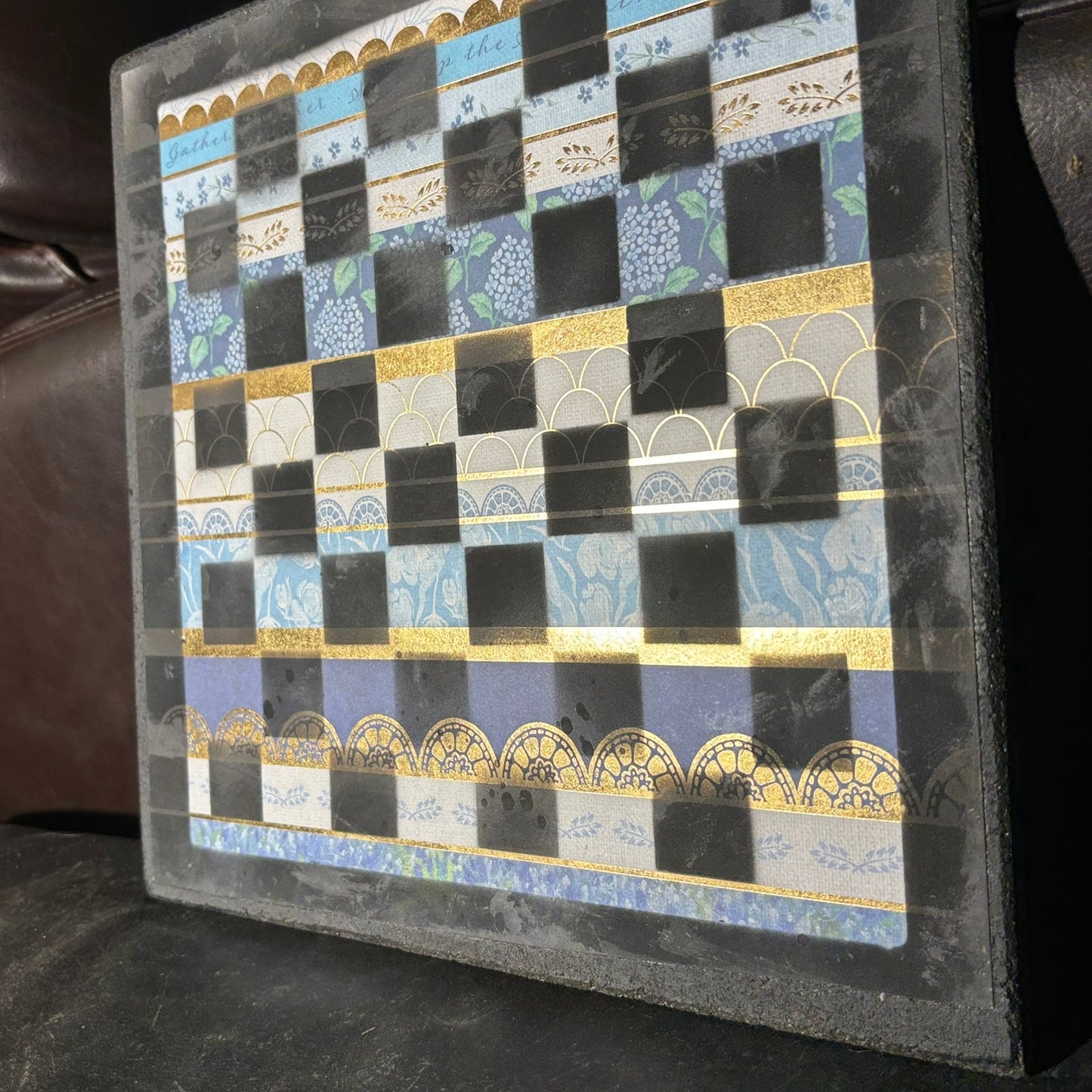Golden Lining Blue - Scrapbook Chess Board