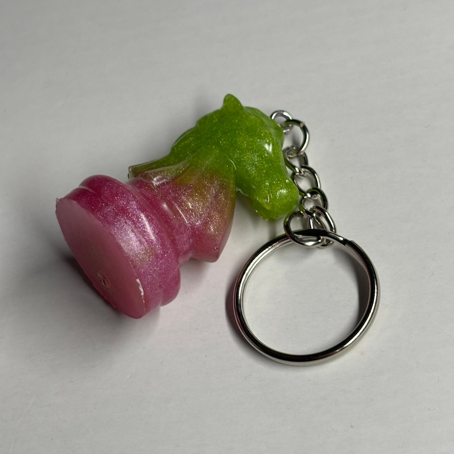 Green/Pink Knight - Handmade Resin Keychain