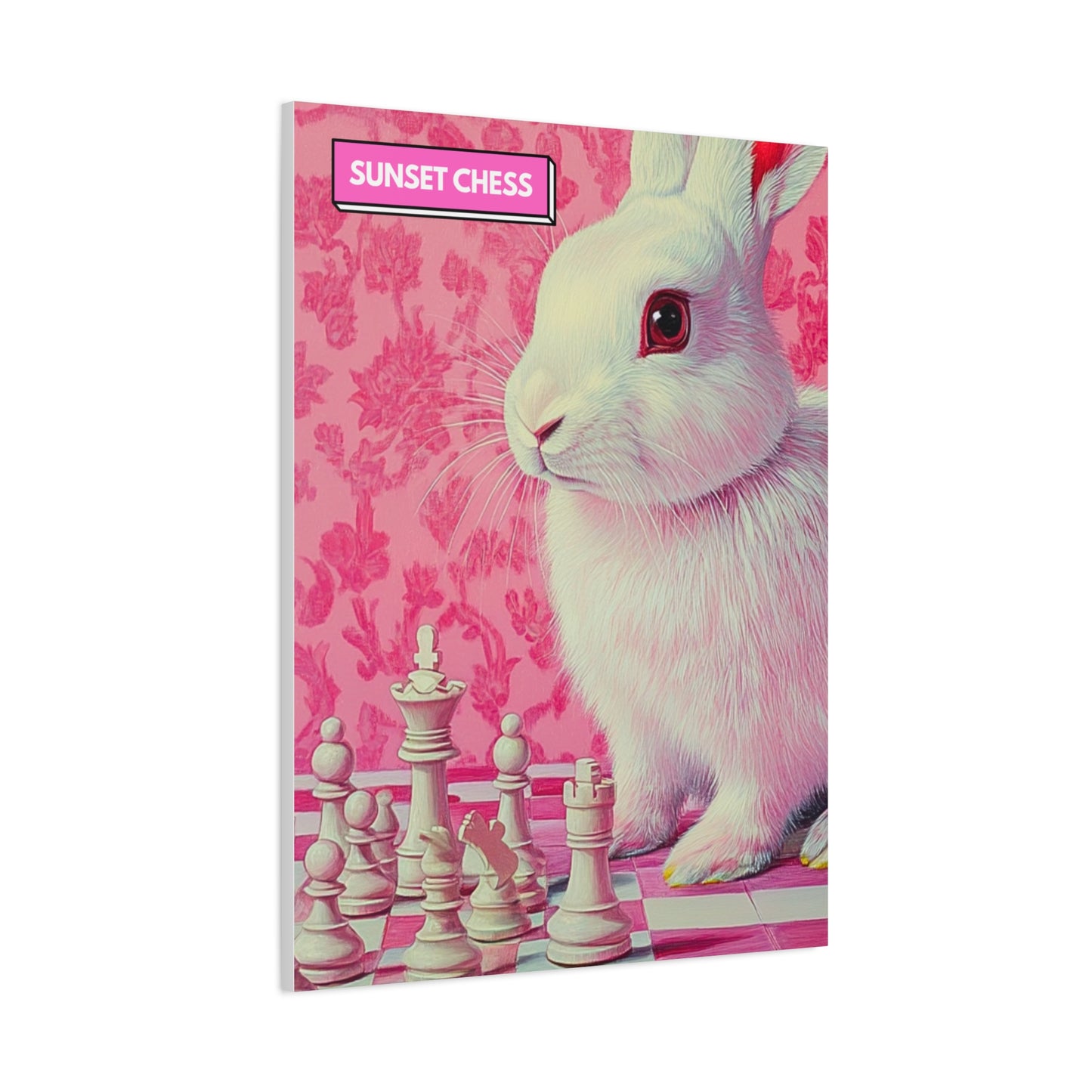 Snow Bunny Plays Chess - Canvas Chess Print 30"x40"