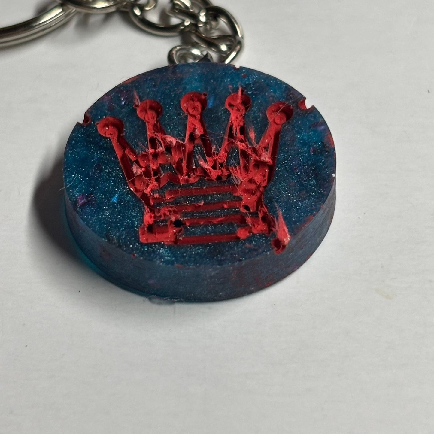 Blue Red Queen - Handmade Resin Keychain - Flat Edition