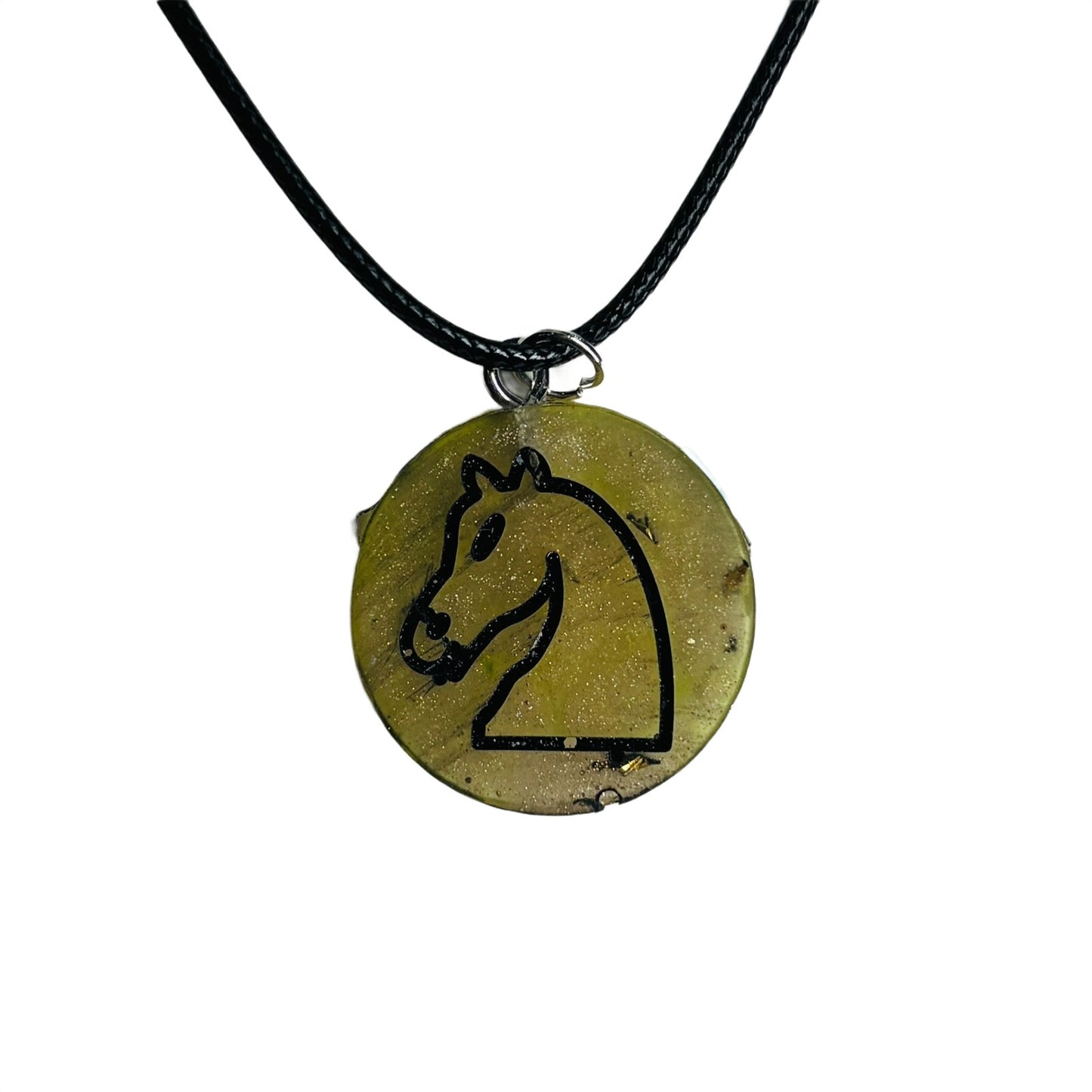 Dark Yellow Knight - Handmade Resin Chess Necklace