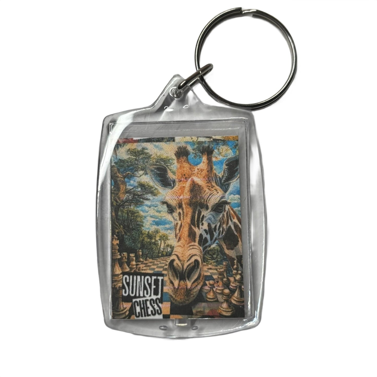 Giraffe - Chess  Photo Keychain