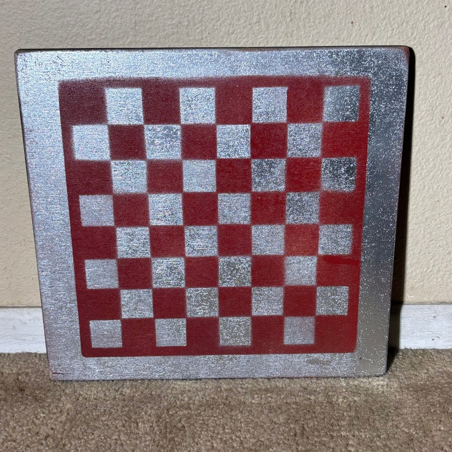 Chrome Red - Painted Chess Board