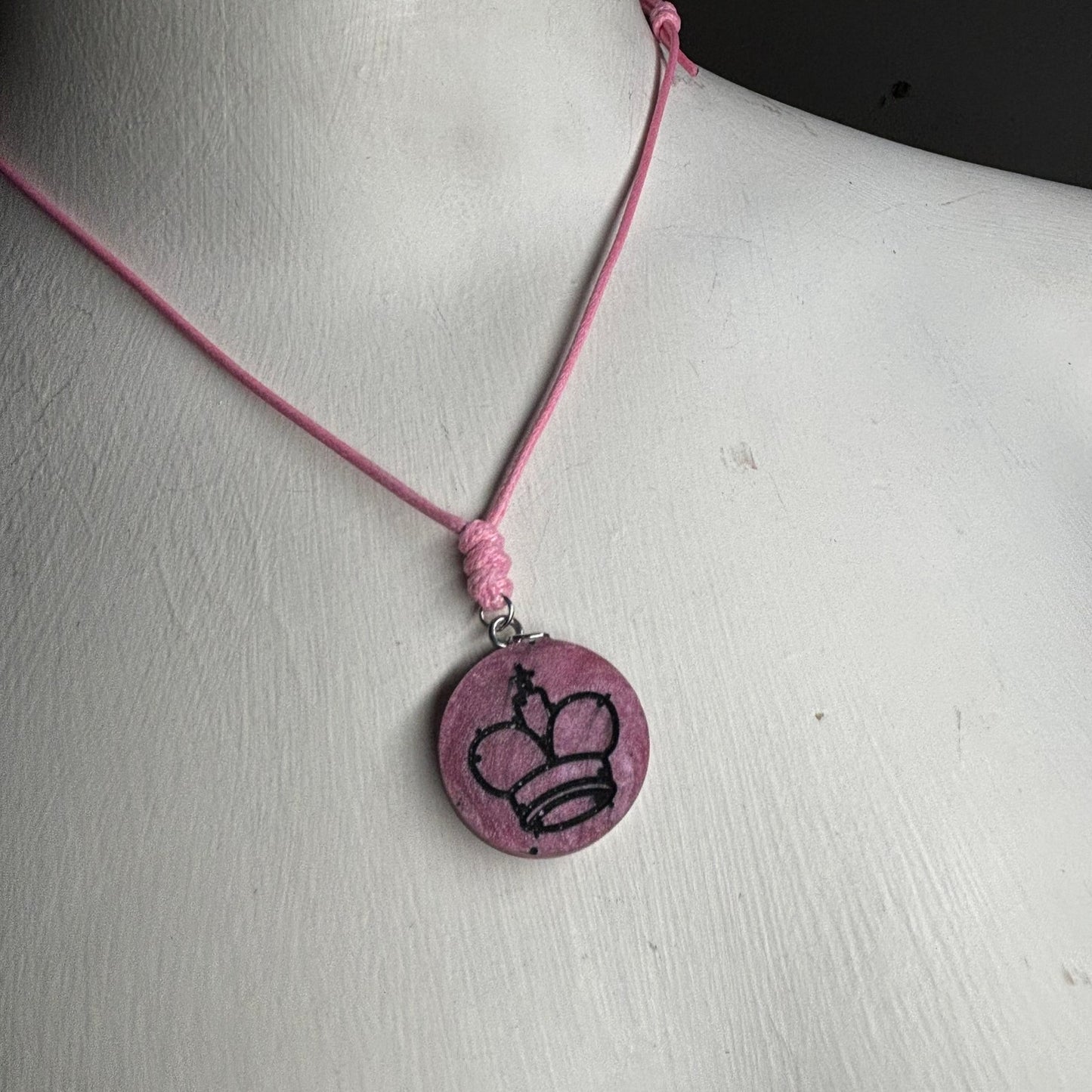 Simple Pink King - Handmade Resin Chess Necklace