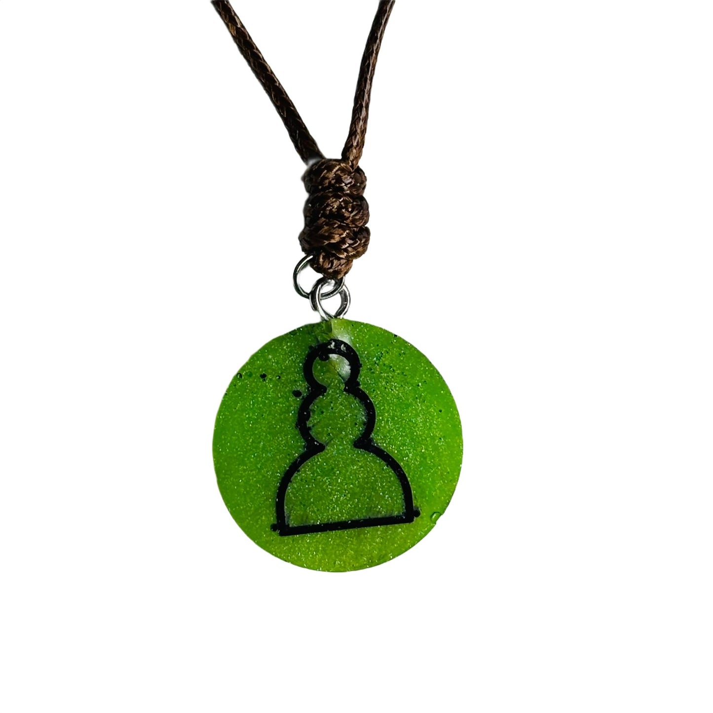 Green Vintage Pawn - Handmade Resin Chess Necklace