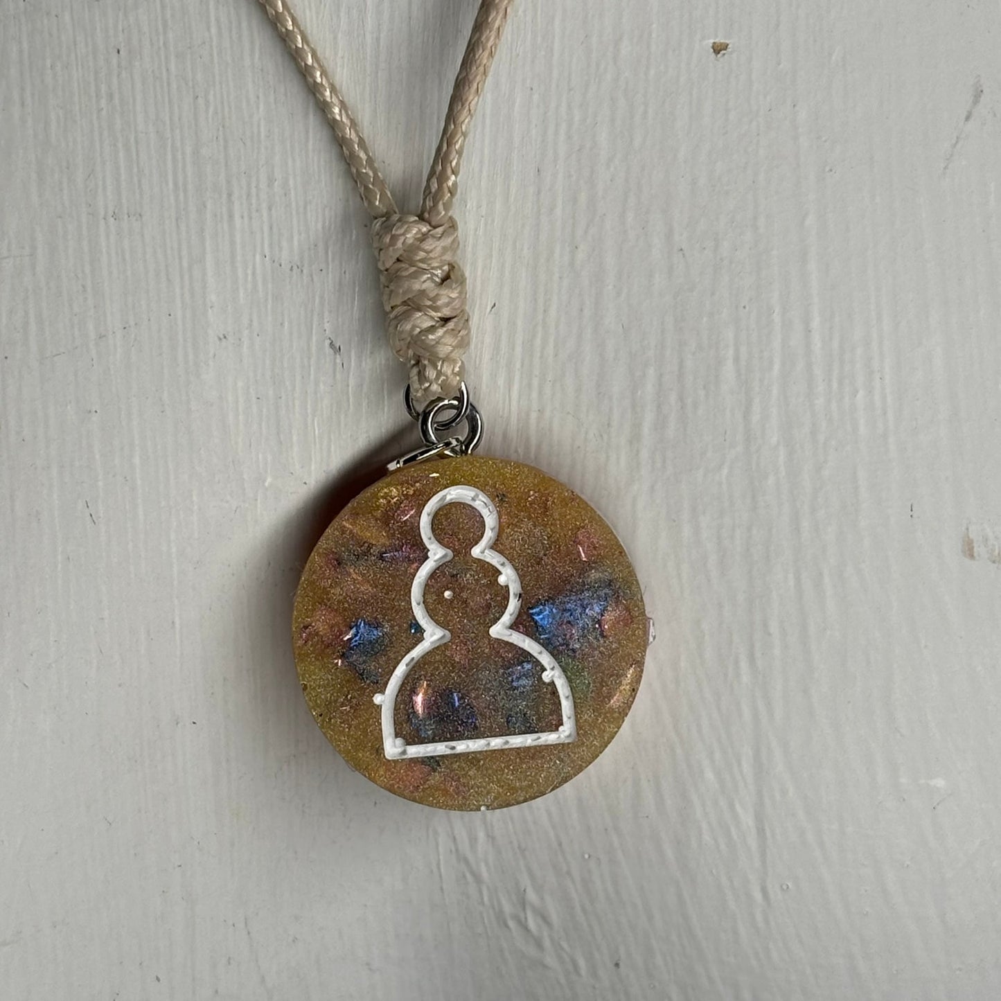 Cream Yellow Pawn - Handmade Resin Chess Necklace
