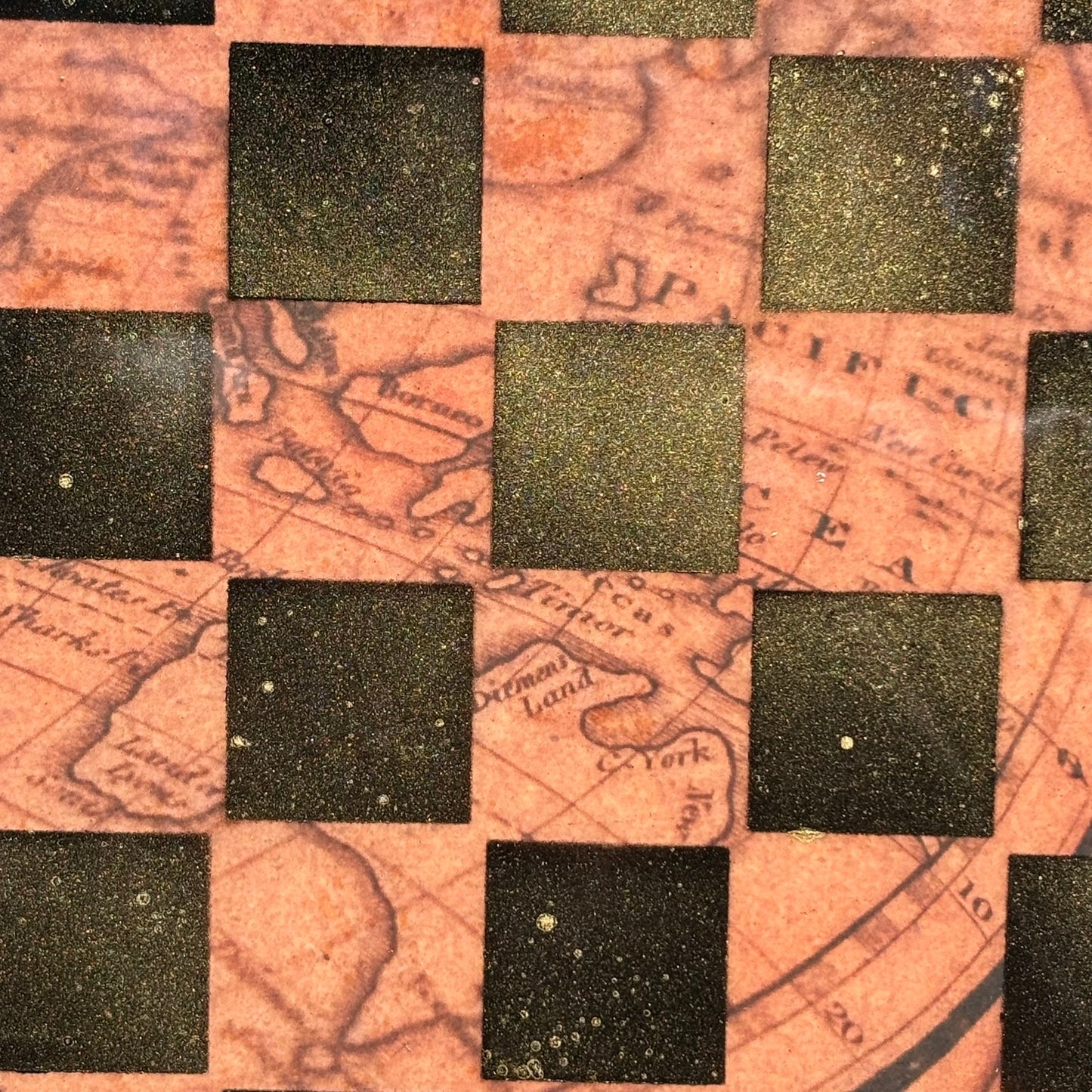 Vintage Map - Resin Coated Chess Board