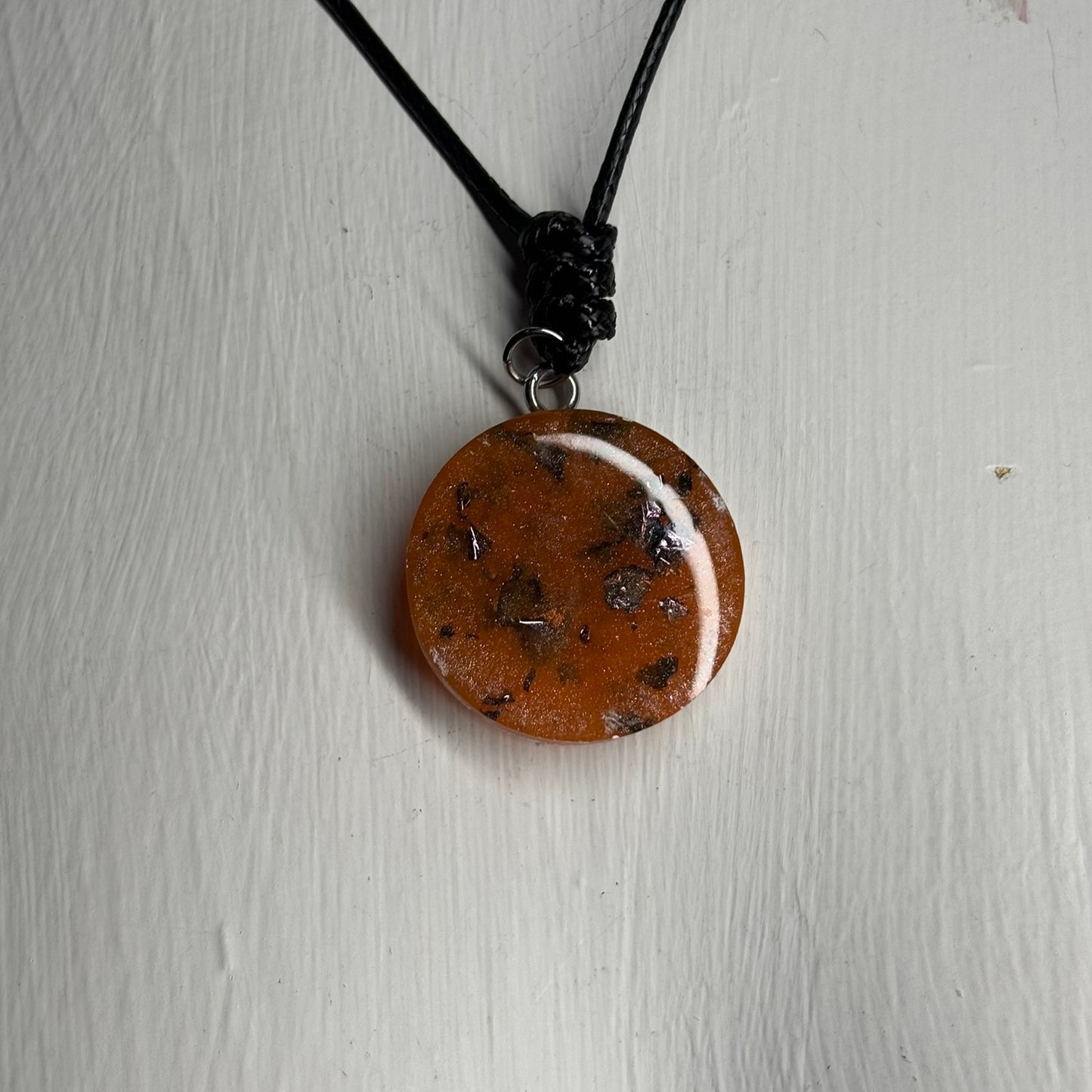 Orange Fire Rook - Handmade Resin Chess Necklace - Flat Edition