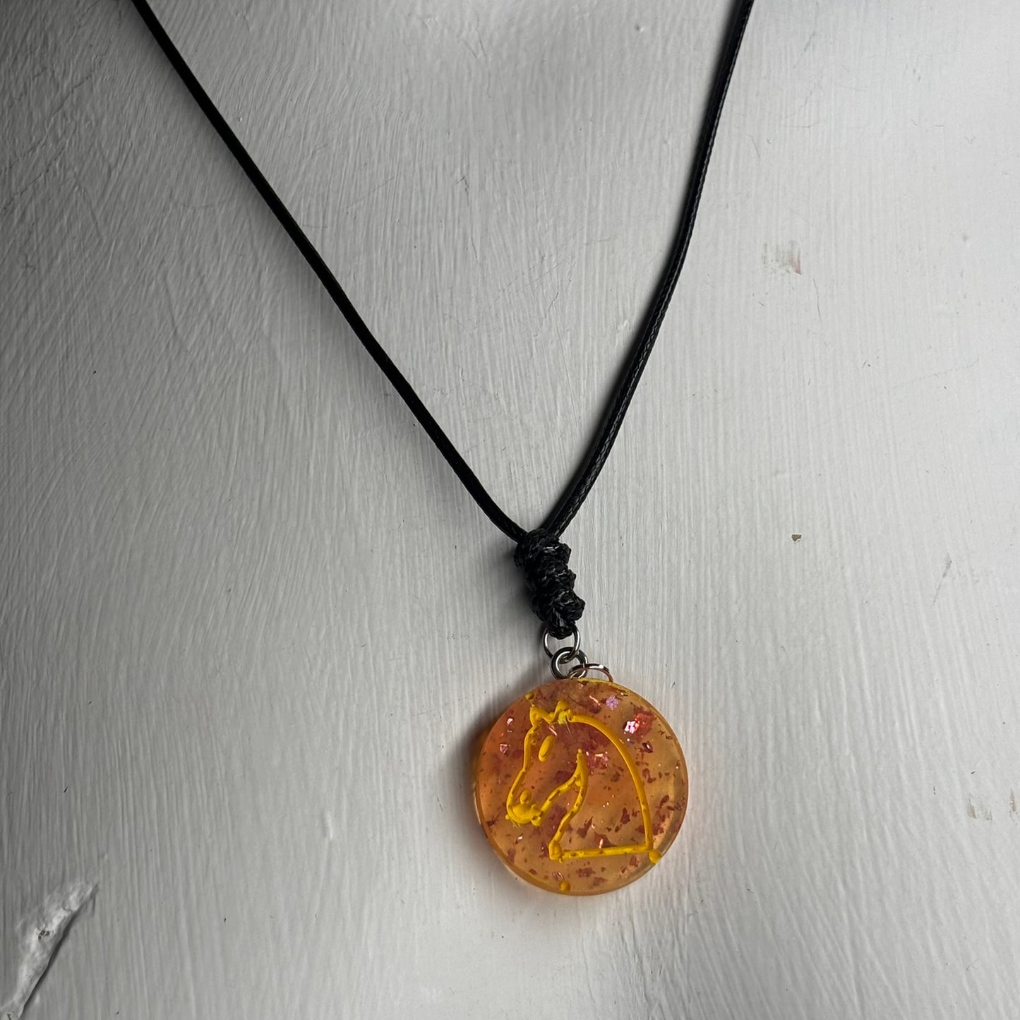 Crystal Sunset Knight - Handmade Resin Chess Necklace